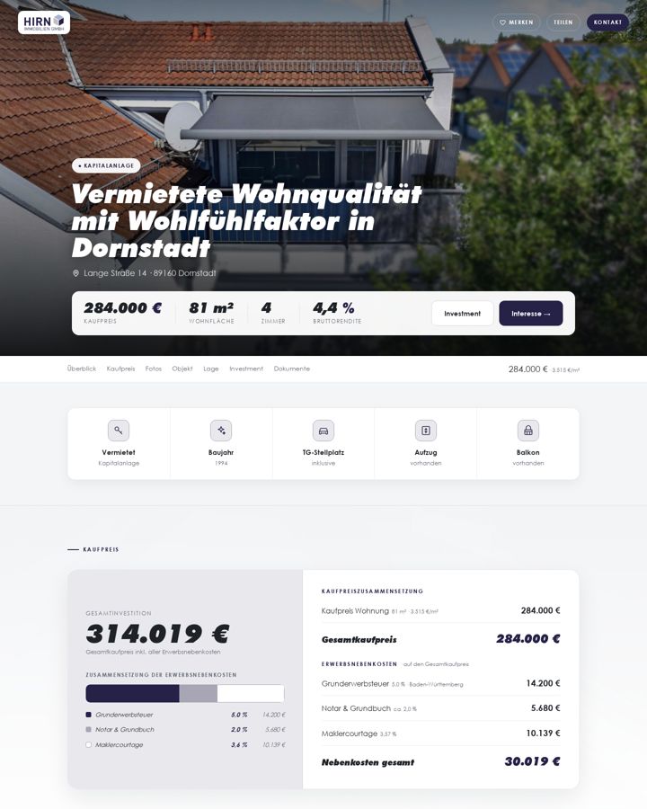 Online-Inserat im Makler-Branding
